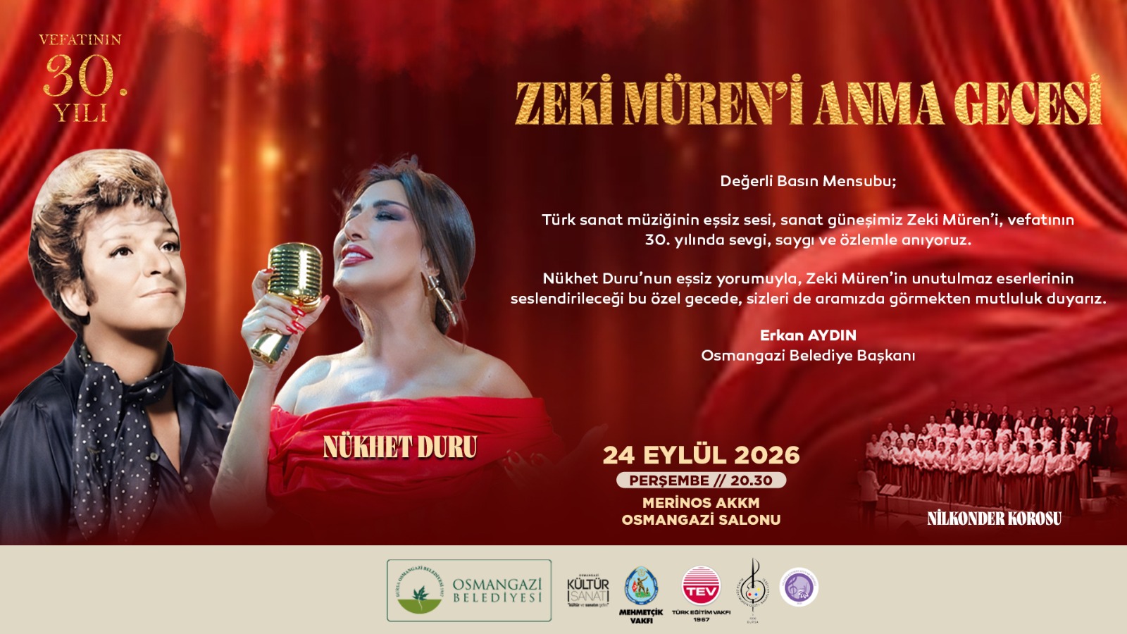 Zeki Müren, ölümünün 30. yılında Osmangazi’de anılacak