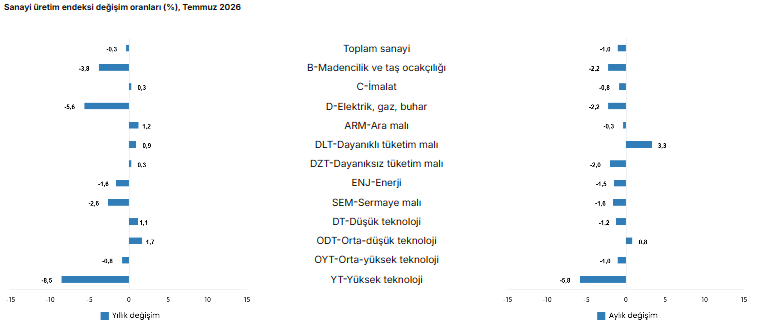 TÜİK: Sanayi üretimi yıllık yüzde 0,3 azaldı