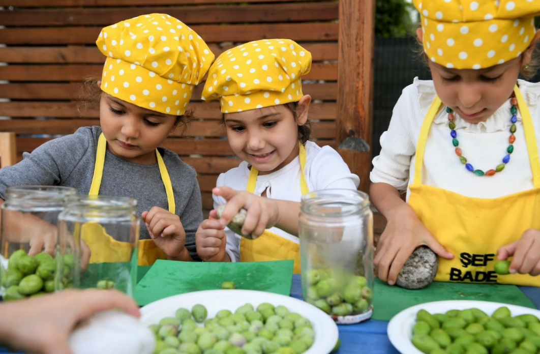 Konyaaltı’nda minik eller zeytinleri sofraya hazırladı