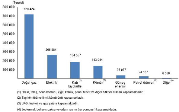TÜİK: Hanelerde enerji tüketiminin yüzde 52,1’ini doğal gaz oluşturdu