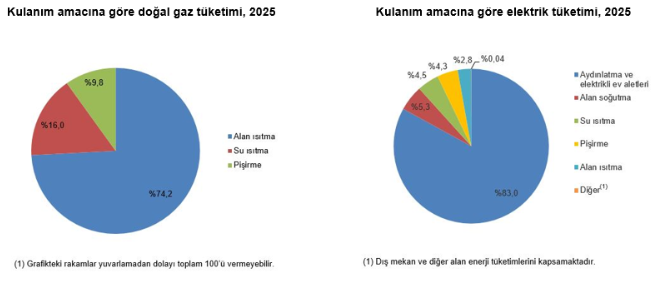 TÜİK: Hanelerde enerji tüketiminin yüzde 52,1’ini doğal gaz oluşturdu