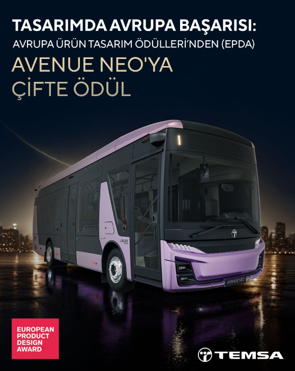 TEMSA’nın elektrikli otobüsü Avenue Neo’nun tasarımına Avrupa’dan iki ödül